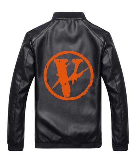 VLONE Logo Black Leather Jacket