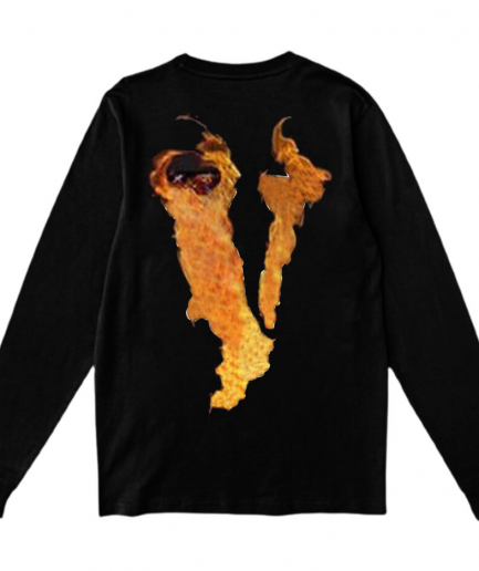 Vlone Flaming Friends- Printed V Sweatshirt Black-Back