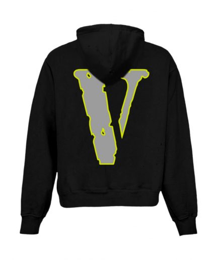 Juice Wrld x Vlone Moty Hoodie – Black-Back V Printed