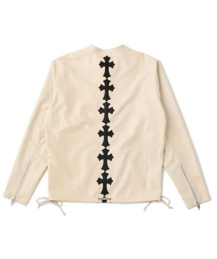 Chrome Hearts x Dover Street Market Ginza Cemetary Spine Leather Jacket – Beige